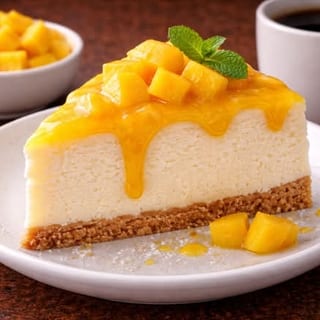 Cheesecake With Mango Topping